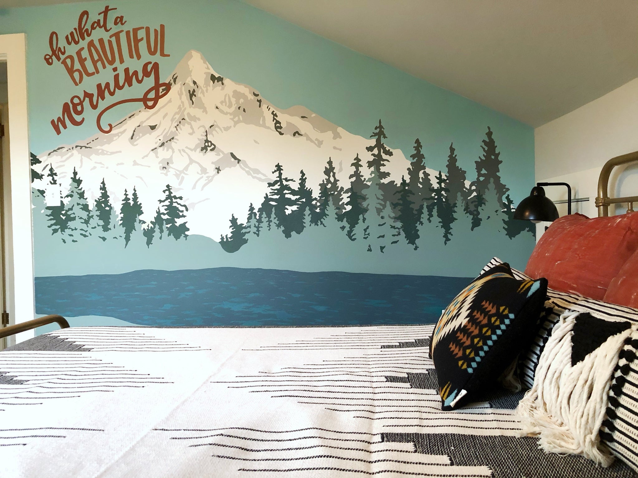 Mural of Mount Hood in Oregon with lyric 