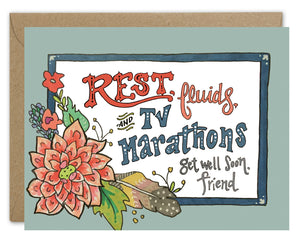 Rest, Fluids, & TV Marathons Card Pack